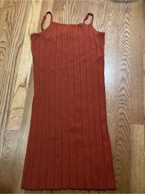 House of Harlow 1960 Ribbed Rust Mini Slip Dress